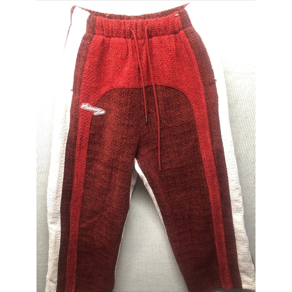 Visionary Club Woven Pants Size Small Red Pink Zipper Pockets Ankle Heavy Weight